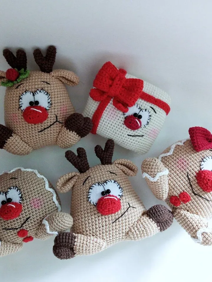 Crochet Christmas decoration: Reindeer, Gingerbread, Present,Pattern English, Amigurumi, Christmas, Decor, Pattern, PDF