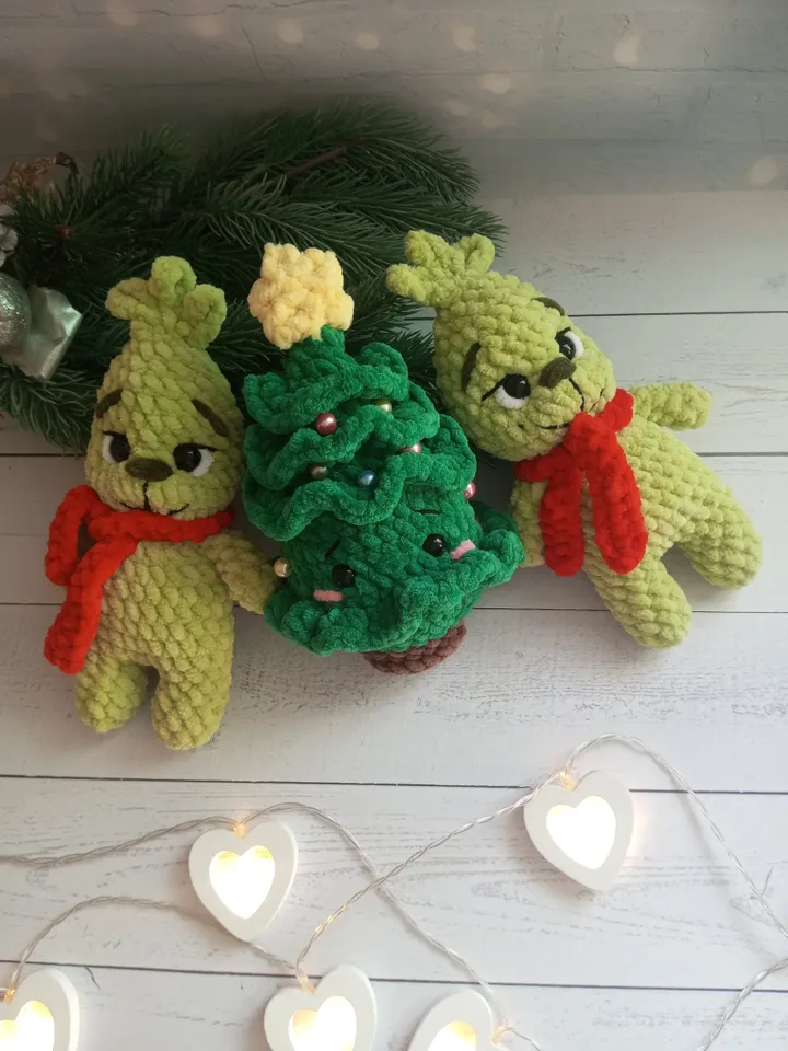 Crochet pattern Grinch and Christmas tree, Christmas crochet pattern
