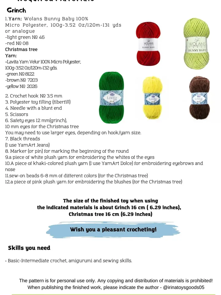 Crochet pattern Grinch and Christmas tree, Christmas crochet pattern