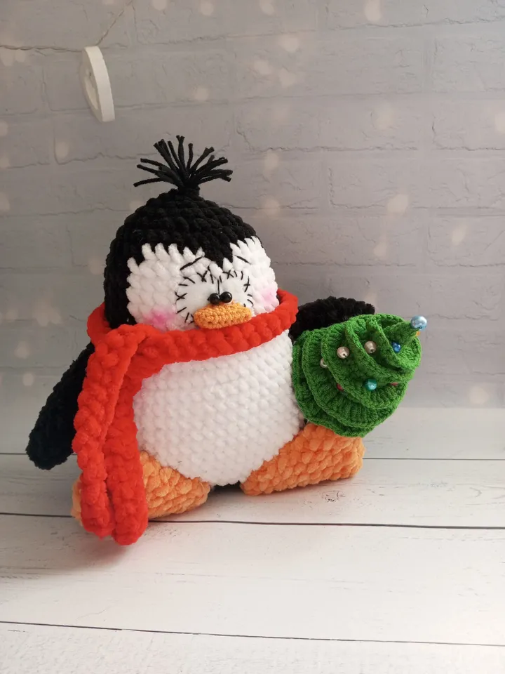 Crochet Pattern Penguin and Christmas Tree, Crochet Christmas decoration