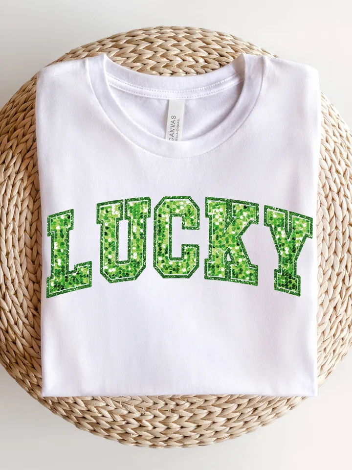 Sequin Lucky Varsity PNG, St Patrick's Png, Lucky Png, Lucky Varsity Png, St Patty's Png | | Glitter Sequin | Sparkle Trendy St Patricks