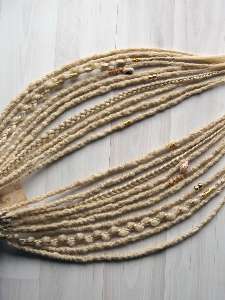 Ponytail blonde Summer Hair Synthetic Dreads on Hairband Dreadlocks Extensions Beach Hippie Boho Style Instant Extensions