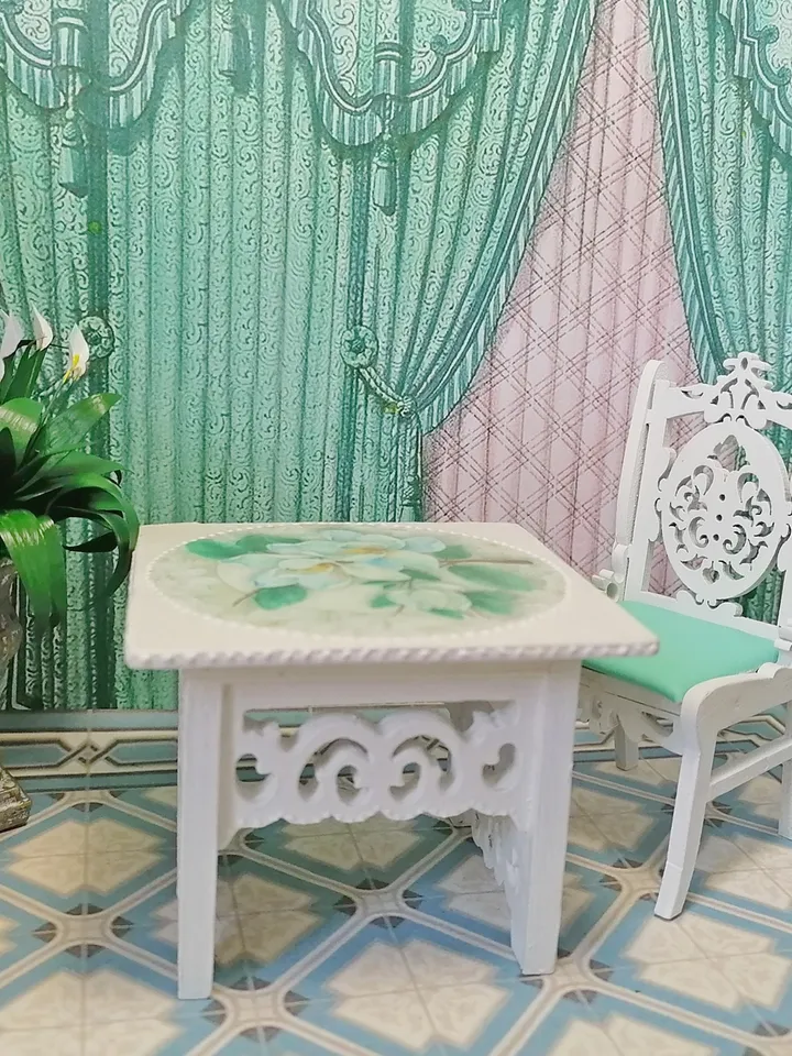 Table , chair. Puppet miniature.1:12 scale.