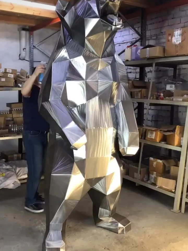 Angry Bear Metal Papercraft, DXF, PDF, Digital Template Download, Gurko, Pepakura, Welding Low Poly 3D Origami, DIY Metal Sculpture