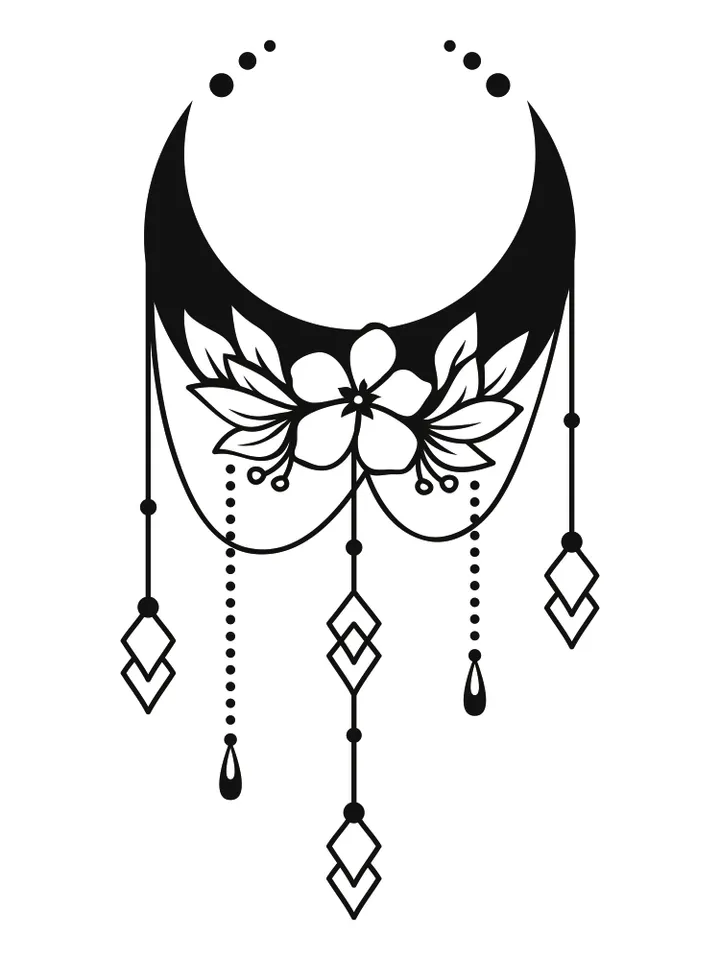 Flower moon svg, Moon Silhouette, Crescent moon svg, Celestial svg, Floral moon phase svg, Dreamcatcher svg