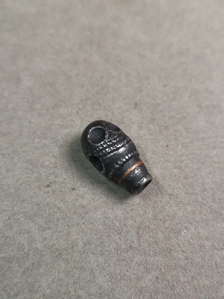 Gandhanra Tibetan Cold Iron Guru Bead,Skull Shape T-drilled 3-Hole Prayer Bead,Mala Bead,Connector Bead for Buddhist Bead Accessories