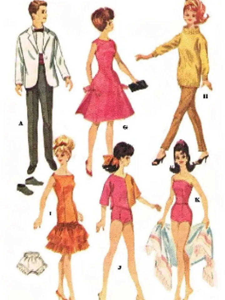 Copy McCalls 6420 Vintage Barbie and Ken Sewing Pattern Wardrobe Clothes for Dolls 11-1/2" - 12" Digital Download PDF