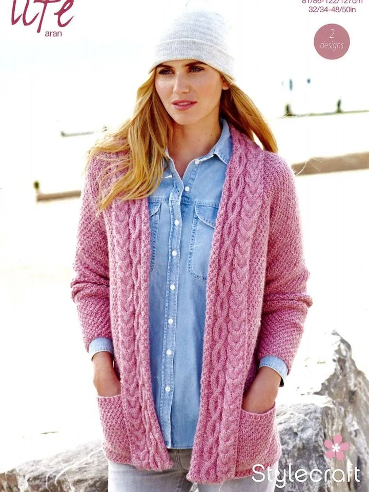 Cardigan knitting pattern for women Aran long cardigan pdf instant download