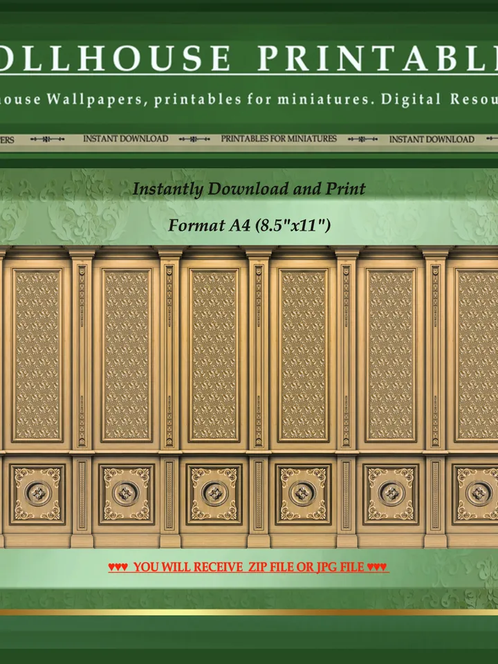 Wallpapers- Set 7-v5 | Printables for Dollhouses and Unique Miniature Projects | Digital Downloads | in Scale 1/12th
