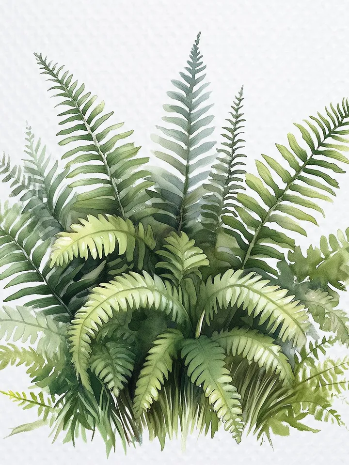 12 Forest Fern Leaves PNG bundle, Printable Watercolor Fern Clipart for sublimation, Digital download, Paper craft, junk journals