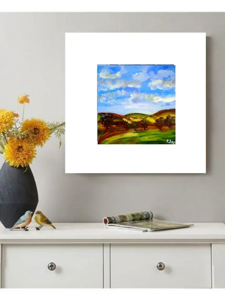 Abstract Landscape Original Oil Painting Impasto Art Miniature 6x6 inches