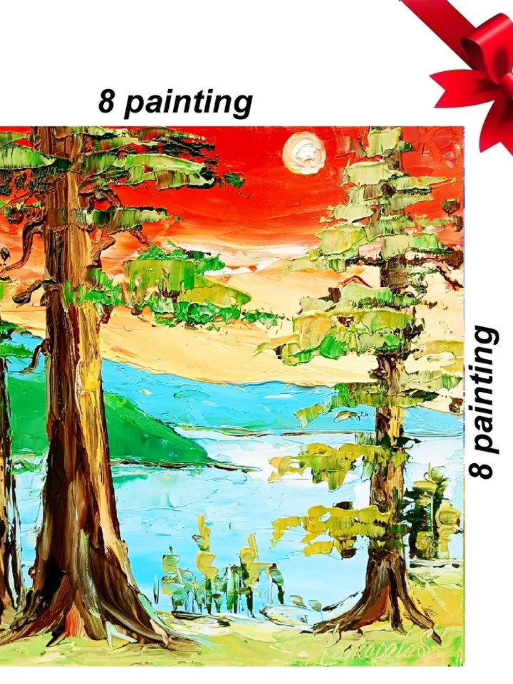 Lake Tahoe Painting Sequoia Original Art National Park Impasto Oil Painting Small Impressionist Art Travel Gifts by ArtProkopaloSv
