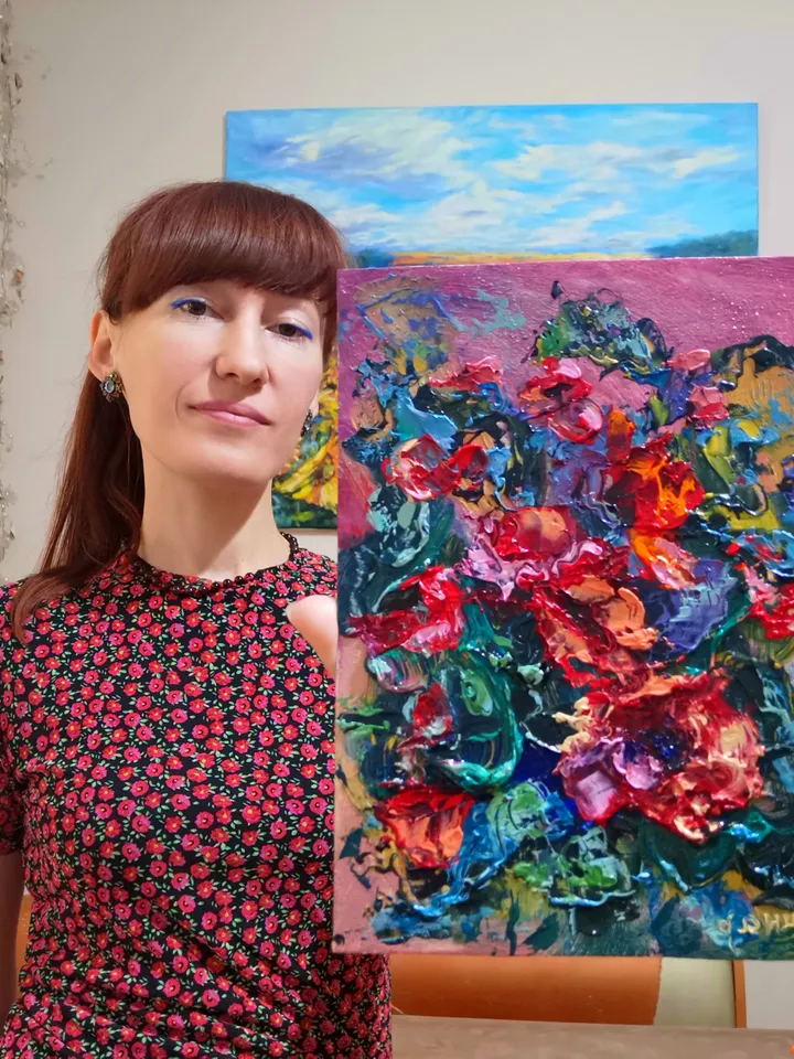 Bright Poppies Impasto Oil Painting Flowers Original Artist Svinar Oksana