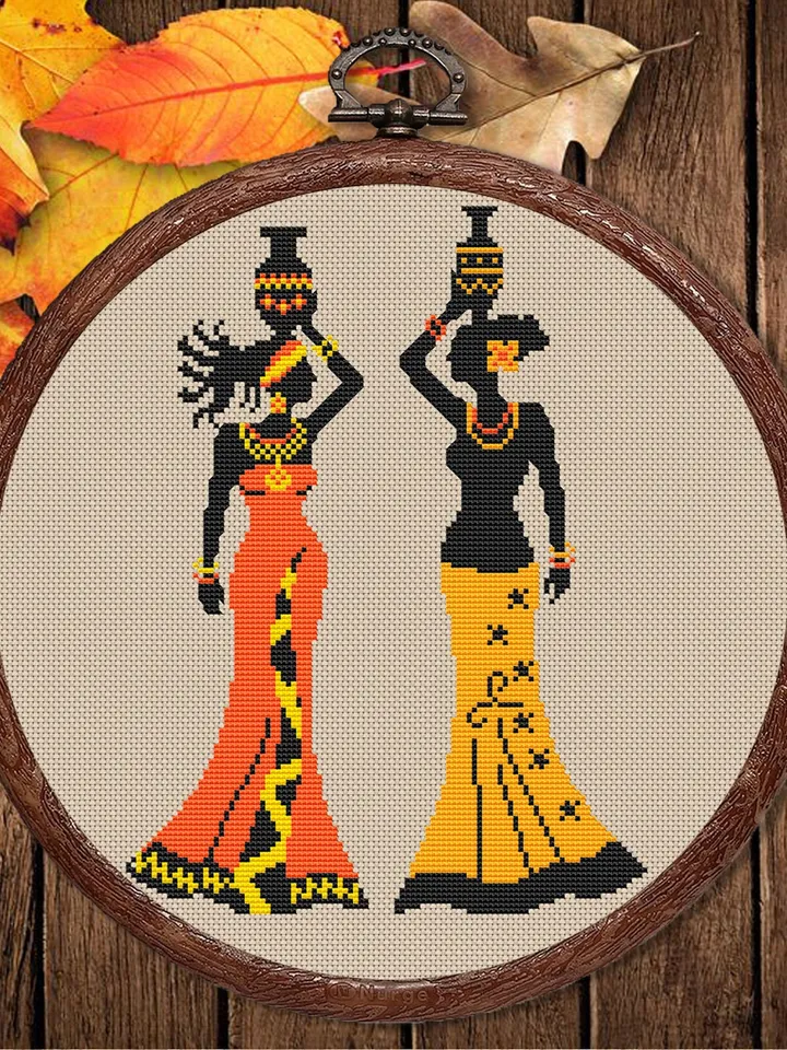 African Woman Cross Stitch Pattern, African Cross Stitch Pattern, Folklore Cross Stitch Pattern, African Motifs Patterns #oth001