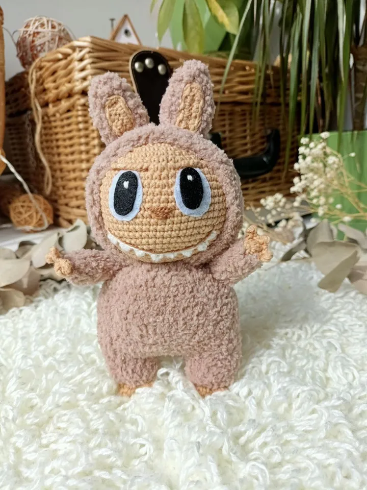 Amigurumi Labubu crochet pattern. Popular teddy bunny Labubu pattern. Labubu crochet pattern toy.