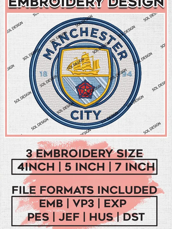 Manchester City Embroidery Designs, Premier League Embroidery, EPL Embroidery Designs, EPL Manchester City Embroidery Designs