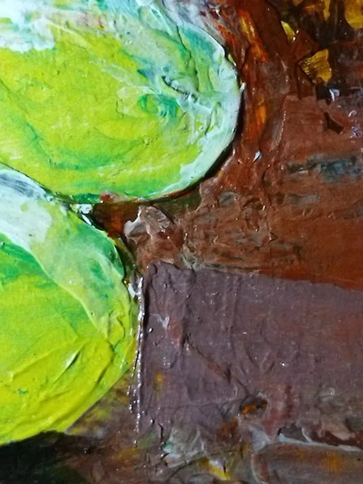 Green ripe grapes fruit berry small oil painting