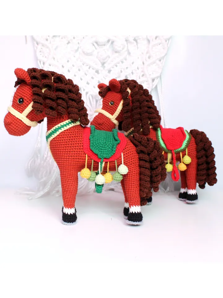 Horse crochet pattern PDF Christmas horse Amigurumi holiday toys  Animal toy crochet tutorial