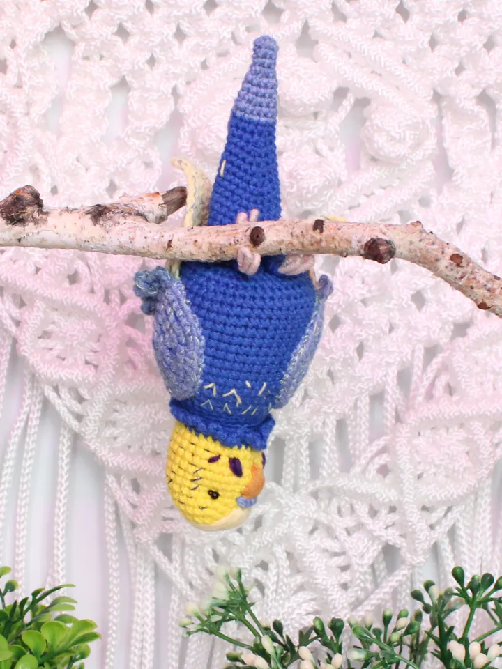 Budgerigar with rotating head crochet pattern PDF Amigurumi parrot toy