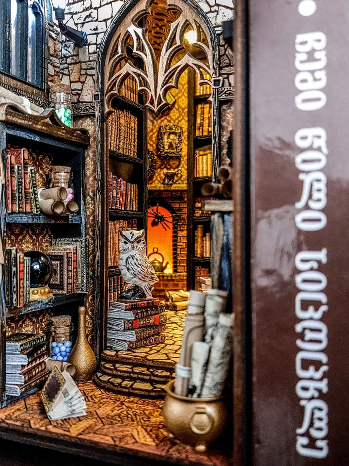 Book nook library, Dark Academia booknook, Wizard library, bookshelf insert, Dark Academy library, Magic library, Wizard cabinet, Magic room