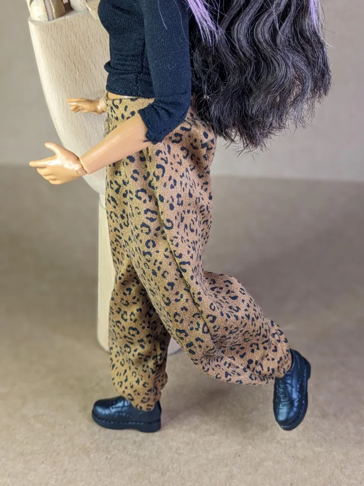 Handmade leopard printed hippie pants for 1/6 scale fashion female dolls