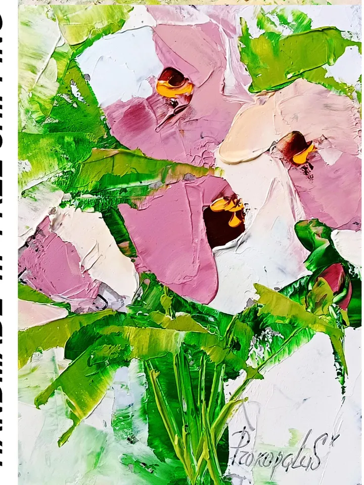 Peonies painting Flowers original oil painting Small Original art Peony wall art Pink peonies art Floral wall decor Mini art 7x5 painting