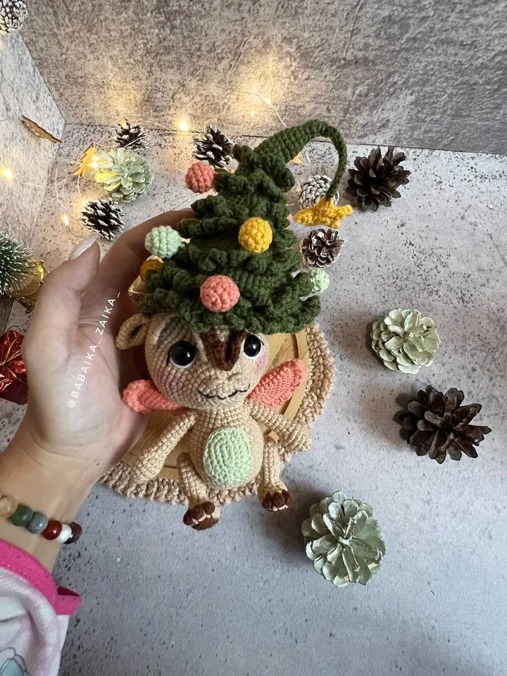 PDF Crochet Pattern Xmas Dragon, Christmas Crochet Pattern, Animal Crochet, Amigurumi Crochet Ornament Christmas baby Animal Christmas Decor