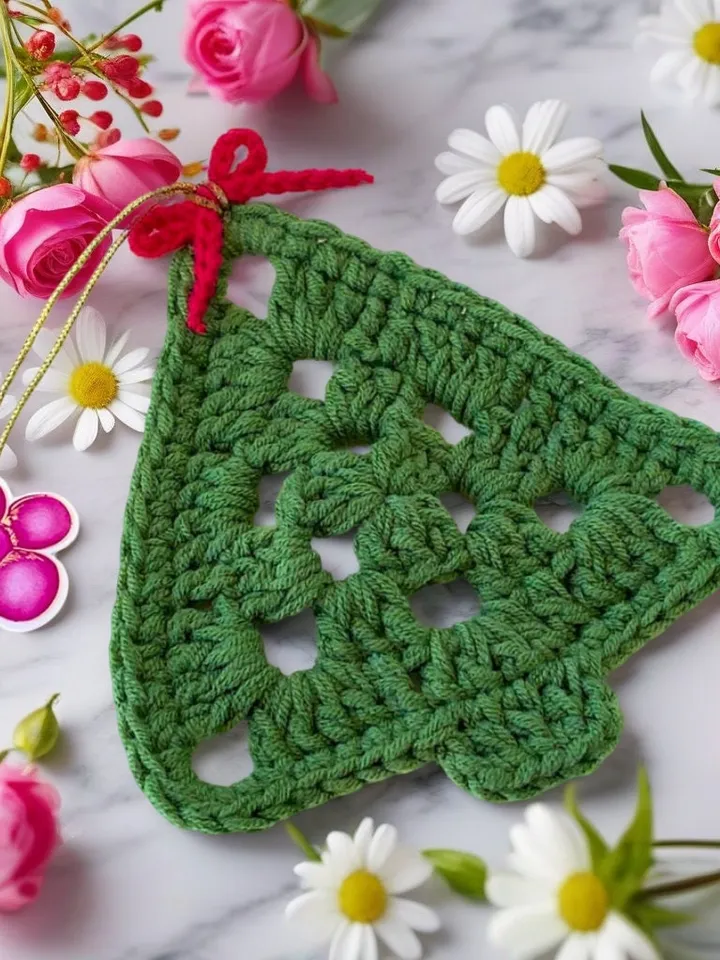 Nordic Yarn Art Christmas Tree Decoration - Handmade Crochet Tree Ornament - Tree Crochet Pattern For Winter Crochet Decor