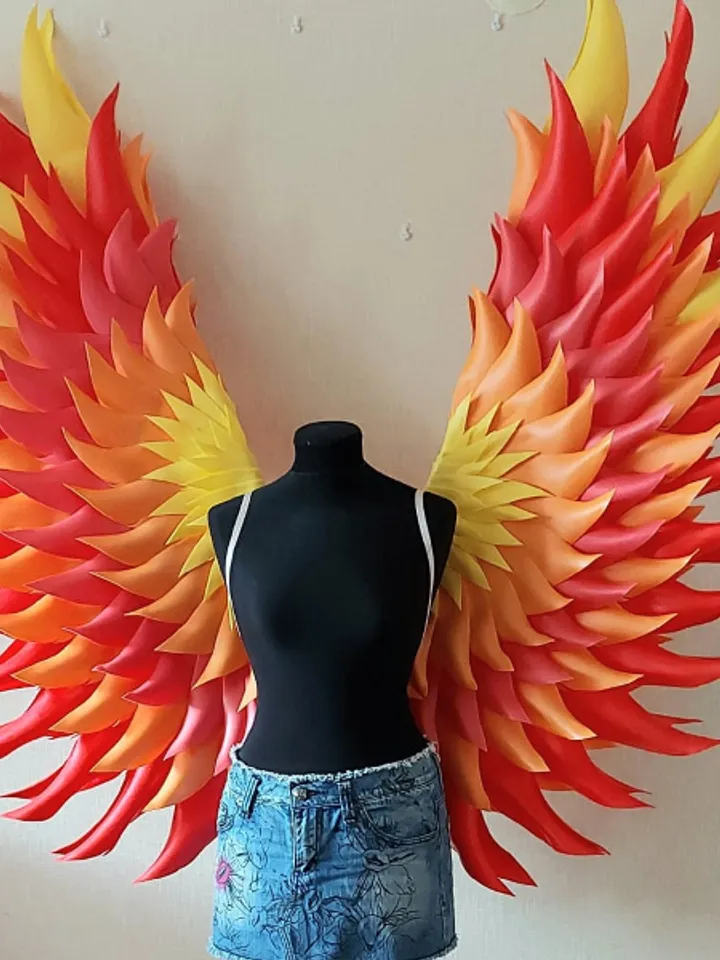 Phoenix costume wings, Red yellow orange wings, fiery wings, wings of fire, fire bird costume wings, angel wings costume