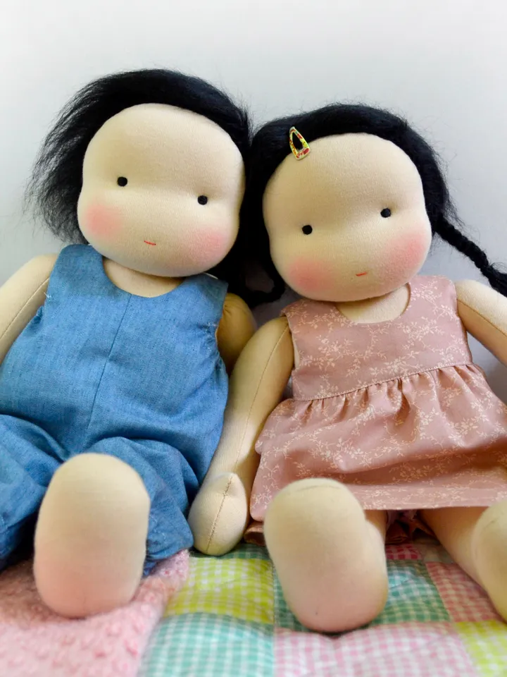 DIY classic Waldorf doll 13''/33cm tall. PDF pattern and tutorial. Patterns of doll clothes as bonus