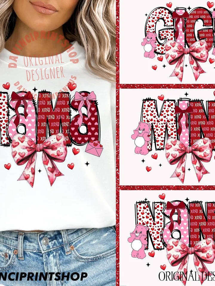 Valentine Mama coquette png, Valentine png, Mama Valentine png, Valentines Day Sublimation, mama and mini Gigi Nana Png, Retro Valentine png