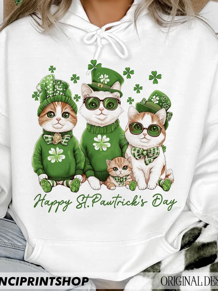 Happy St Pawtrick's Day png, St Pawtrick's Cats png, Funny St Patrick's png, St Patrick's Day png, Irish Shamrock png, Cat lover png,cat png