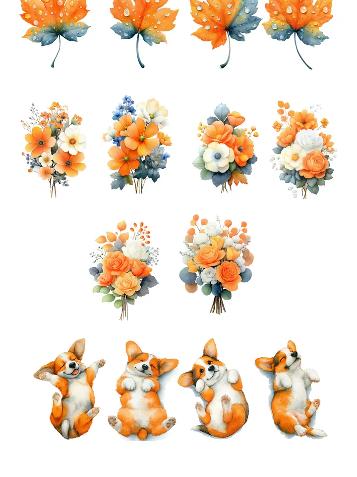 Watercolor Autumn Vibe Clipart