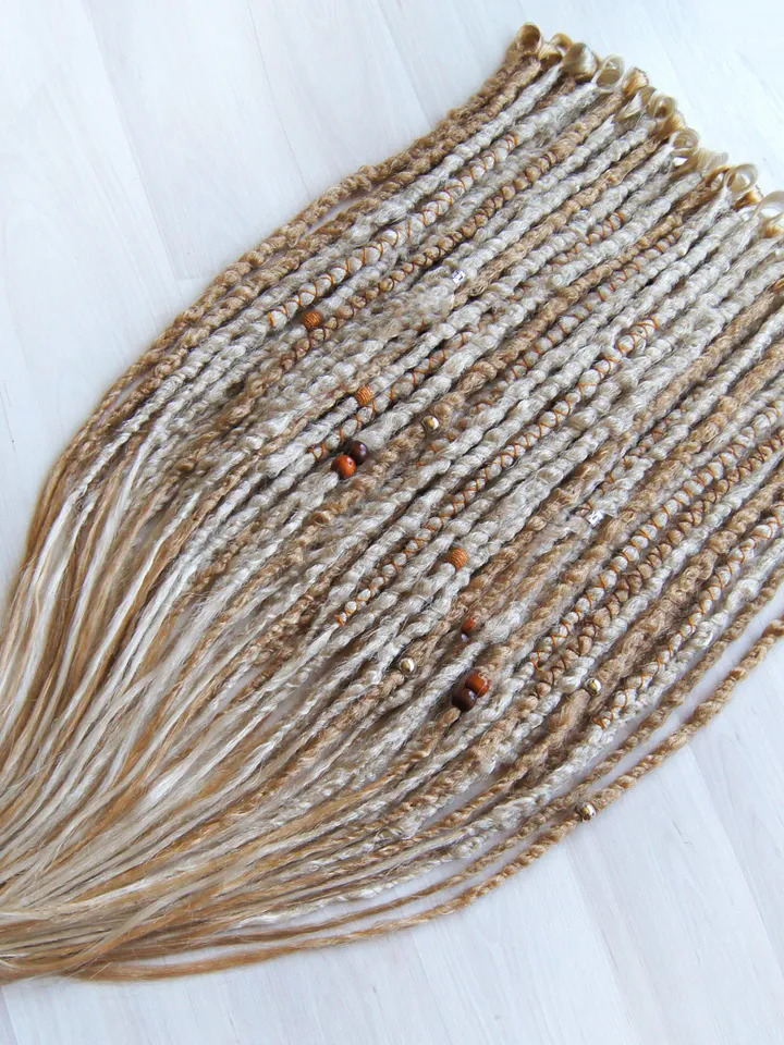 Synthetic Blonde Dreadlock Extensions Crochet Double Ended or Single Ended Dreads Custom Fake Full set DE SE