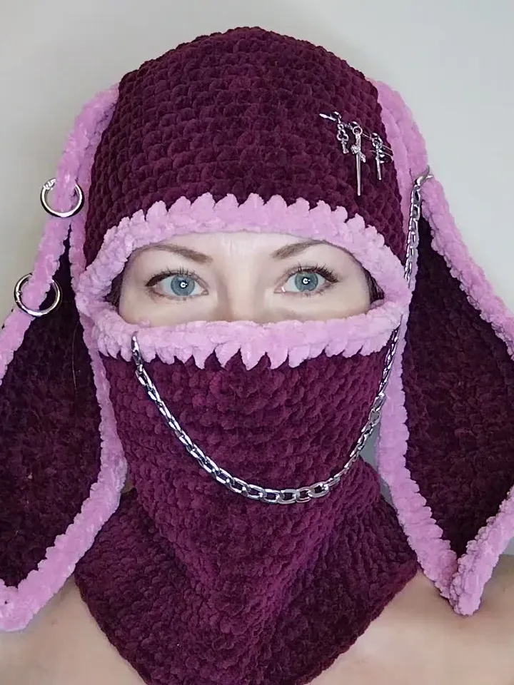 Sexy balaclava crochet Bunny fetish hat Kawaii bunny hat for women Halloween bunny mask.