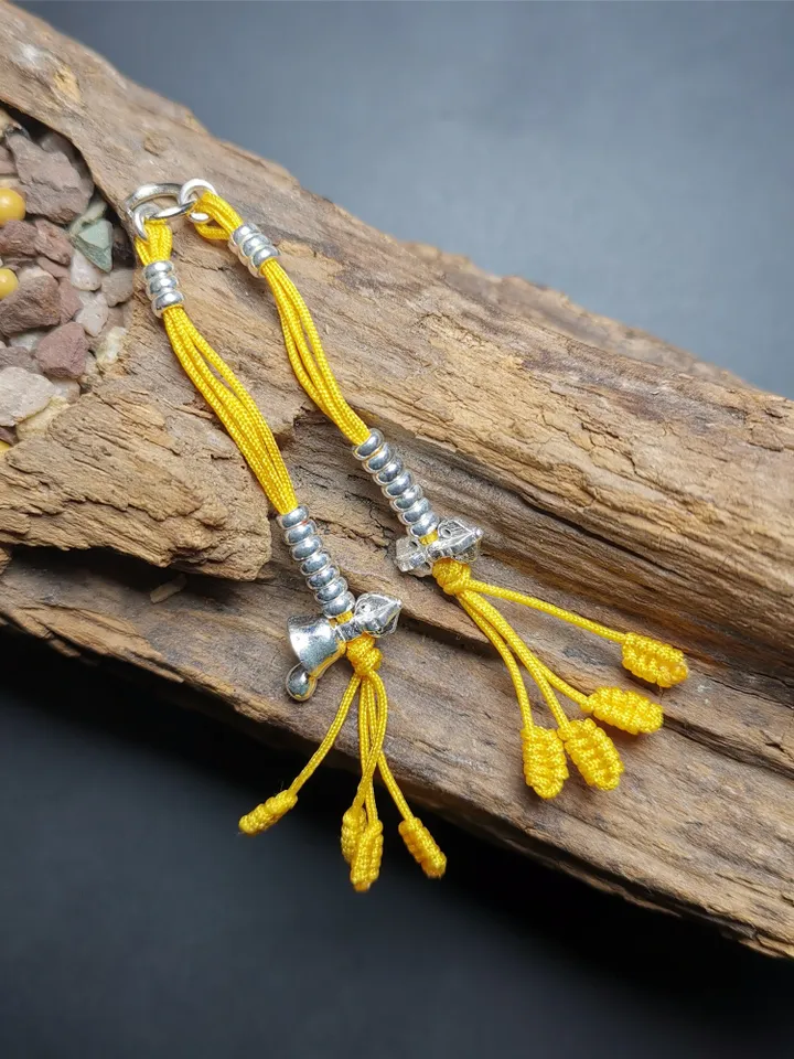 Gandhanra Handmade Tibetan Sterling Silver Mala Counters,Prayer Bead Counters,with Dorje and Vajra Pendant,3mm Mini Size
