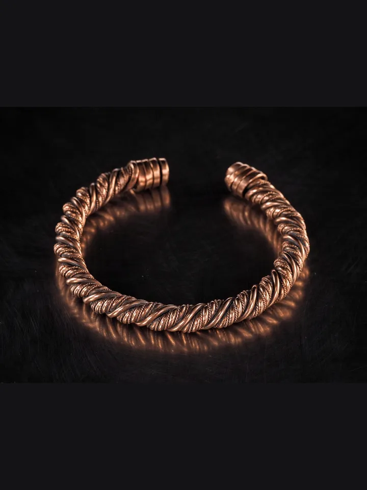 Woven copper wire cuff bracelet Antique style handcrafted copper jewelry