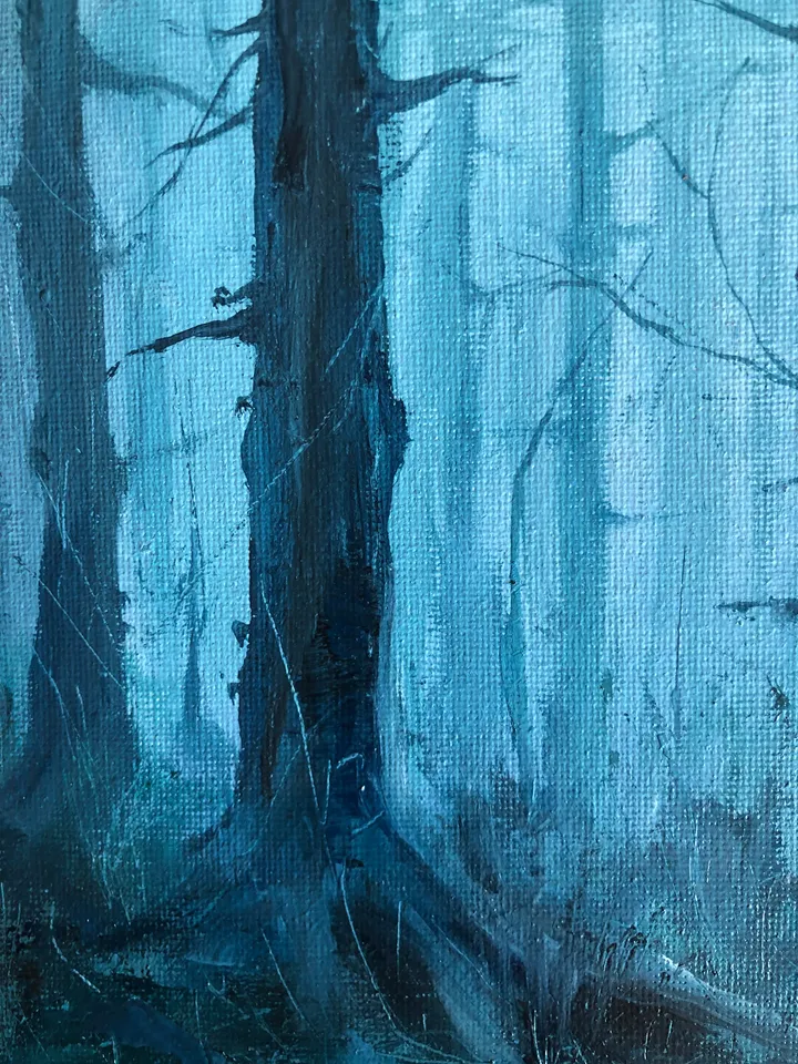 Original Oil Landscape Trees Painting Foggy Forest Wall art Forest Painting
