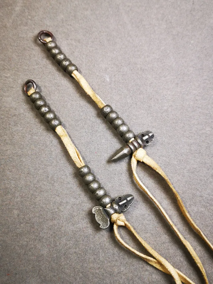 Gandhanra Handmade 9mm Tibetan Buddhist Prayer Bead Counters for 10-20mm Mala,with Kila and Kartika Pendant,Made of Cold Iron