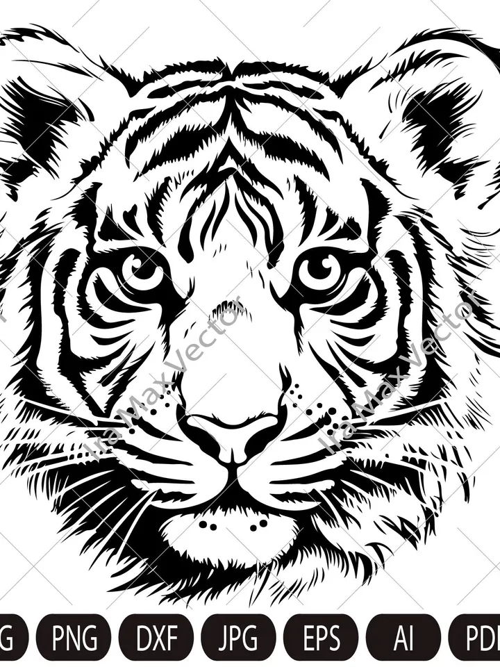Tiger Svg, Tiger young svg, Tiger baby, Tiger Clipart, Tiger Png, Tiger Head, Tiger detailed , Tiger Silhouette, Animals Silhouette