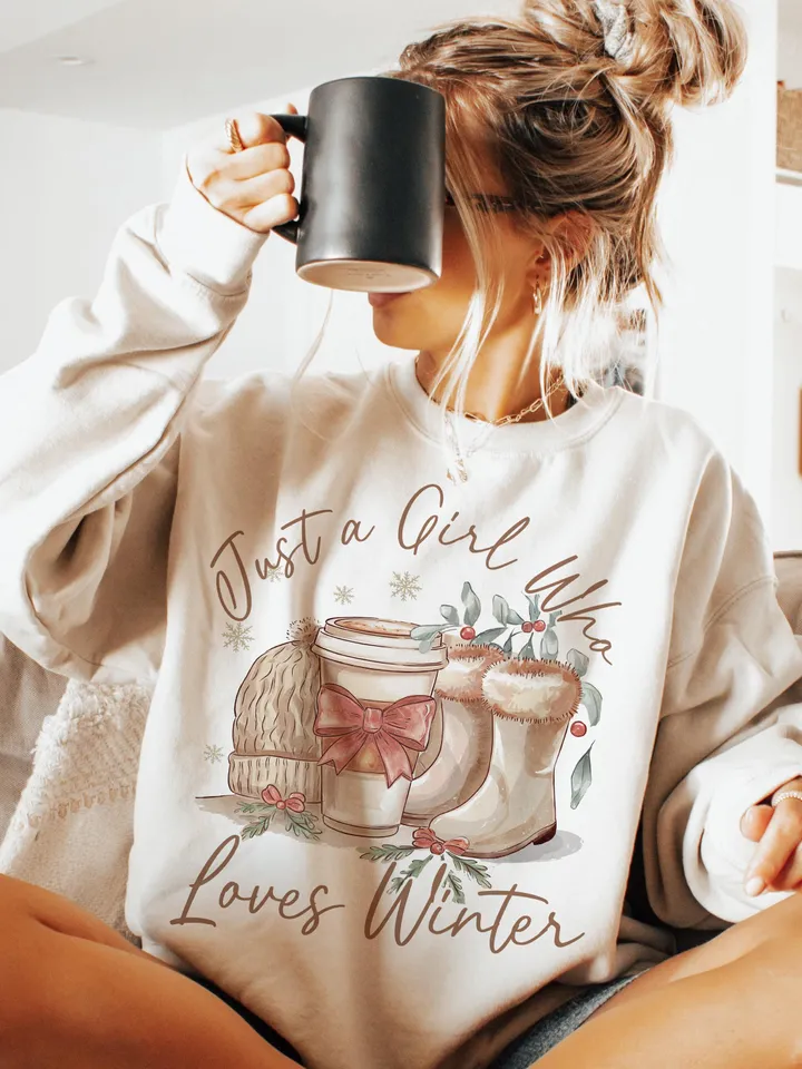 Just a Girl Who Loves Winter, Coquette Winter Basics Png, Retro Snowman Hot Cocoa ng, Winter Shirt Png, Christmas Girly Png, Cozy Winter Png
