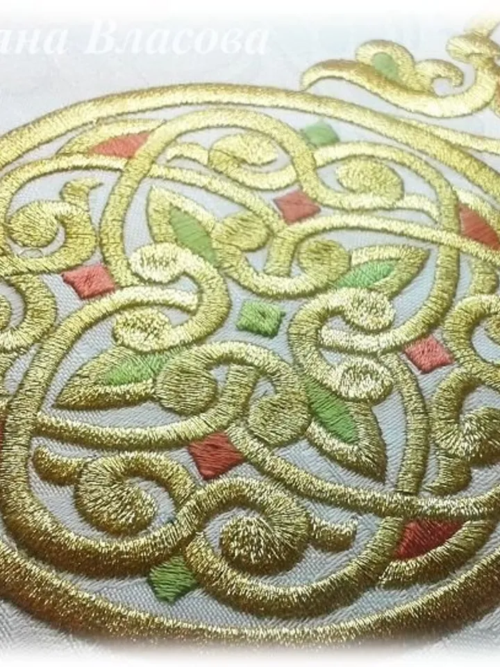 Ribbon for icon decoration, machine embroidery design.