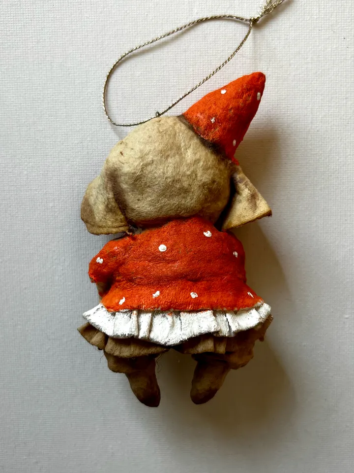 Circus elephant, papier-maché, paperclay, small figure for hanging,christmas tree toy