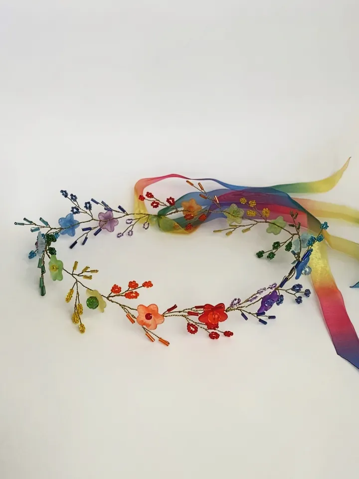 Rainbow headpiece, Rainbow wreath, Rainbow accessories, Pride jewelry, Pride accessories, LGBTQ accessories, Lgbt headband, multicolored wreath