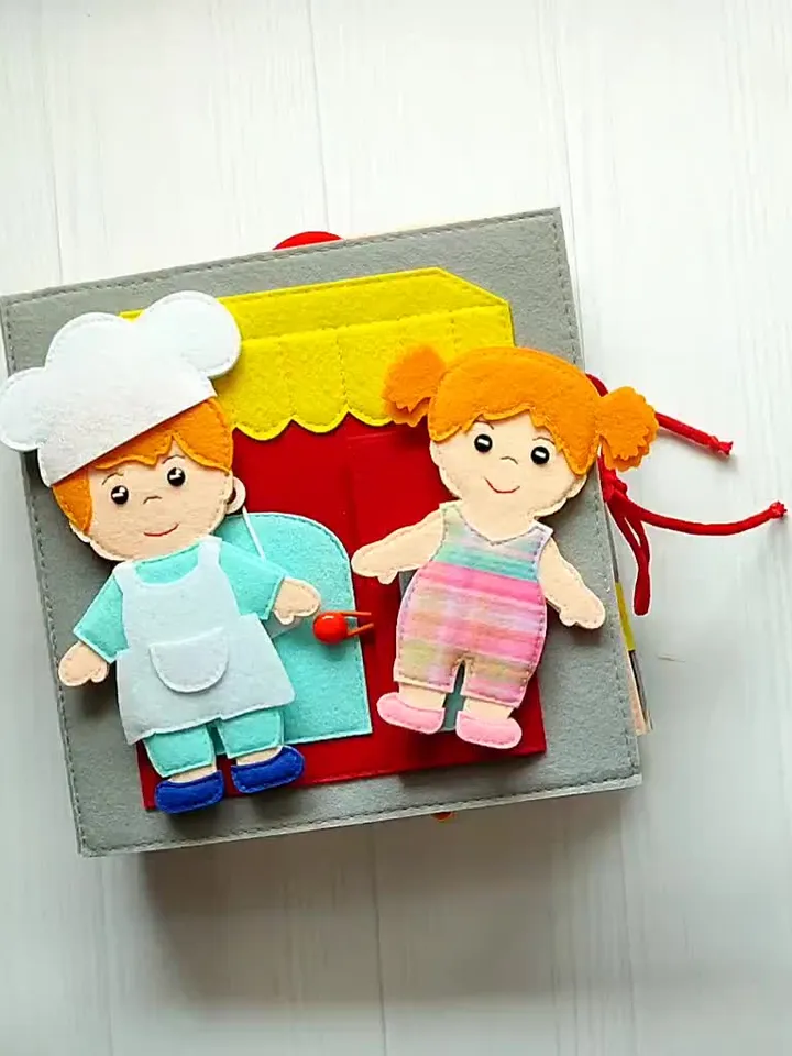 Cafe Quiet book Pattern pdf, Kitchen Felt book pattern, Baby Soft book template, Activity book sewing ideas for girl 2, 3, 4 year old