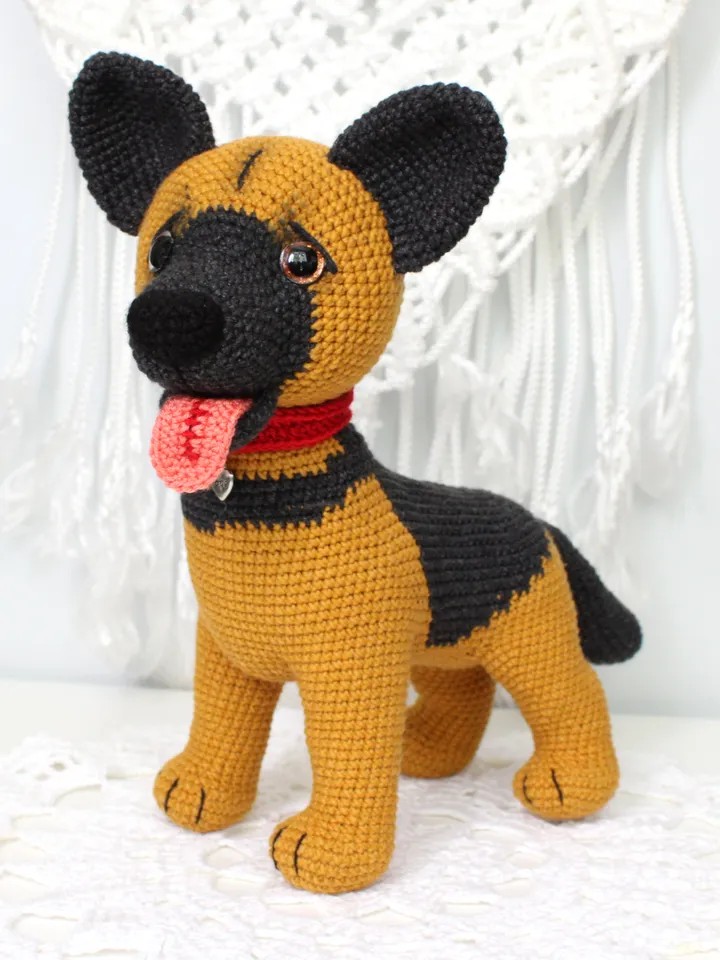Shepherd dog crochet pattern PDF in English Realistic puppy Amigurumi toy German shepherd