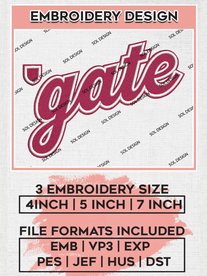 NCAA Gate College Team Word Logo Embroidery Design Files, NCAA Colgate Raiders Machine Embroidery, NCAA Teams, 3 sizes, NCAA Machine embroidery designs, Digital Download