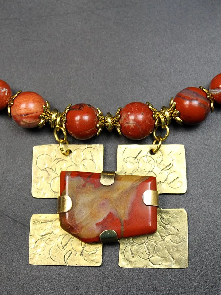 Handmade necklace made of natural Jasper stone
