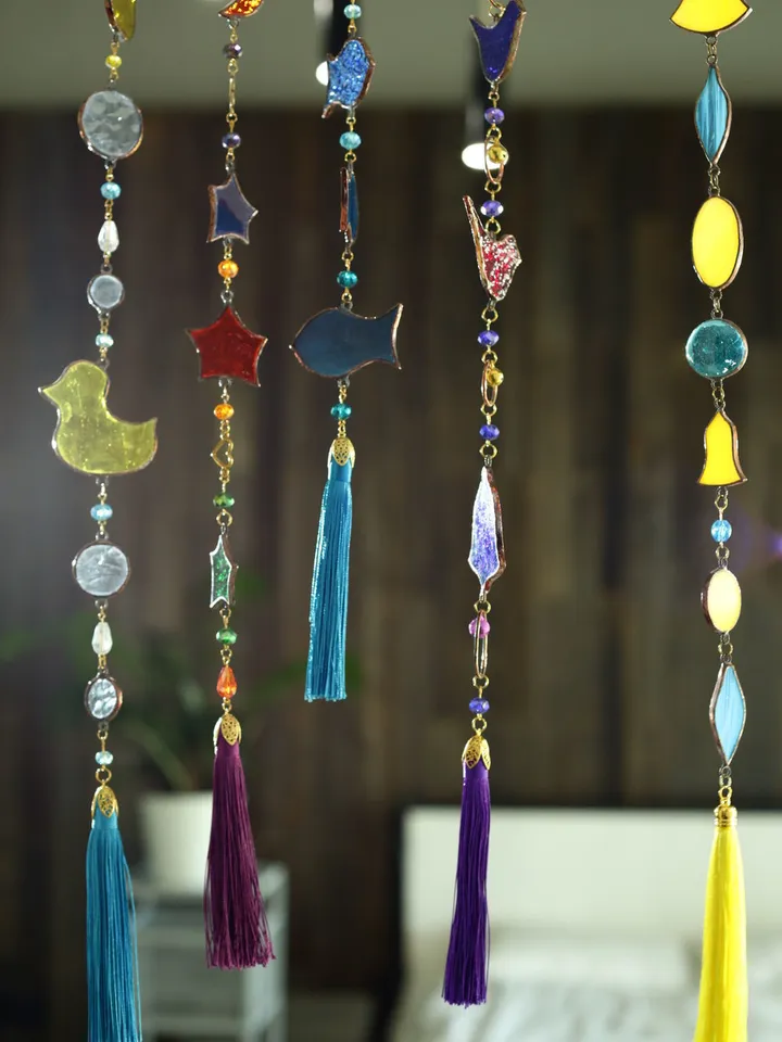 Stained Glass Garlands for Nursery. Tiffany-Style Magic, Tiffany Style Glass Garland for Kids Room, Magical Stained Glass Hanging for Children’s Room, Handcrafted Glass Garland for Baby Room, Whimsical Stained Glass Decoration for Kids
