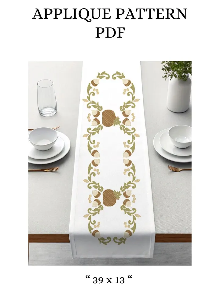 Pumpkin Vine Table Runner – Appliqué Pattern PDF